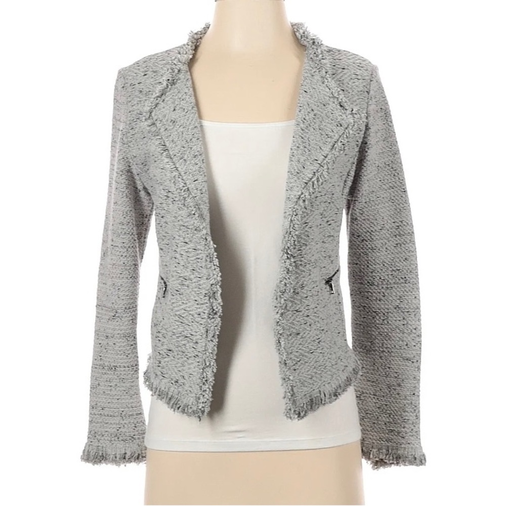 Nic+Zoe women gray tweed Jacket fringe New without Tag Sz XL